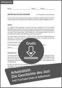 Arbeitsblatt zum Ausdrucken Jazz Stile Geschichte Sekundarstufe kostenlos