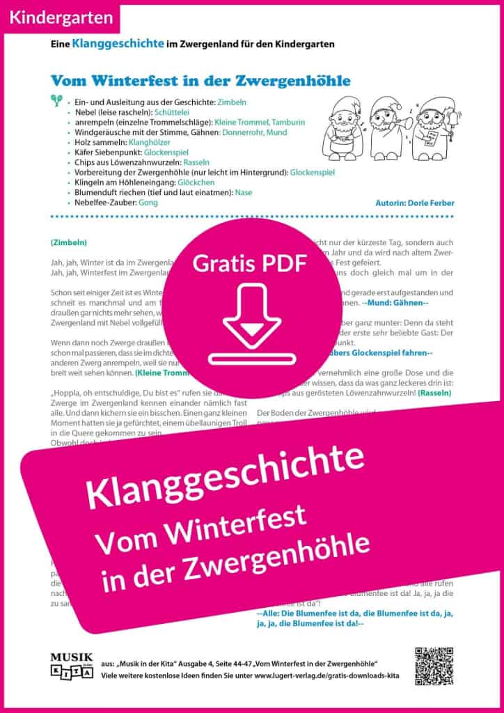 Vorschaubild Gratis-Download „Klanggeschichte - Winterfest in der Zwergenhöhle“ Kindergarten Lugert Verlag