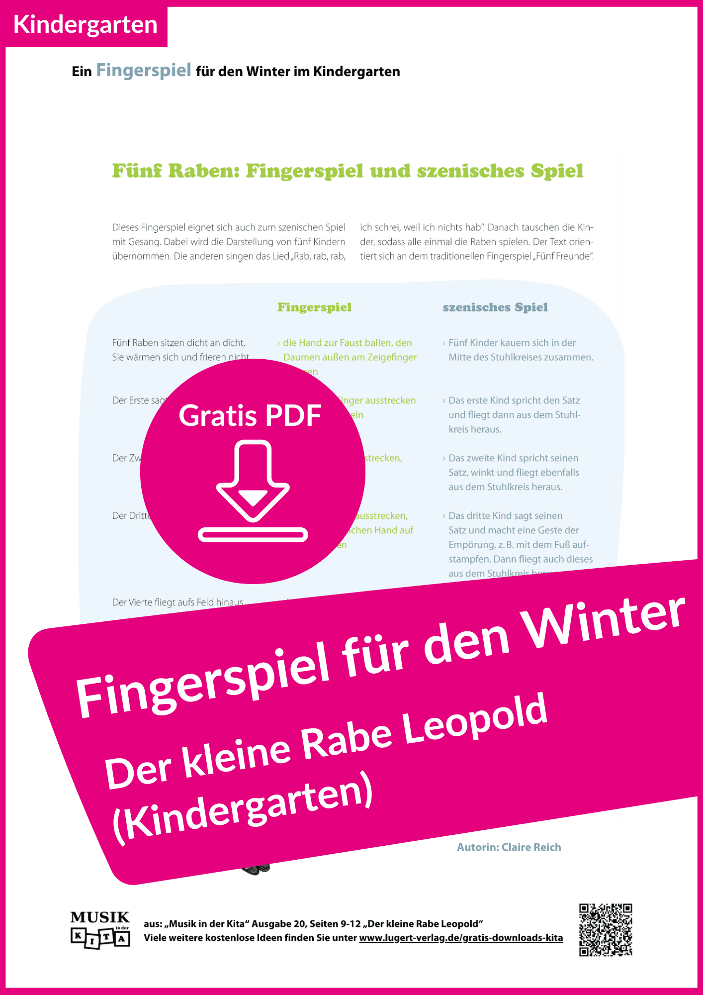 Fingerspiele zum Winter für Kindergarten und Krippe (gratis PDFs