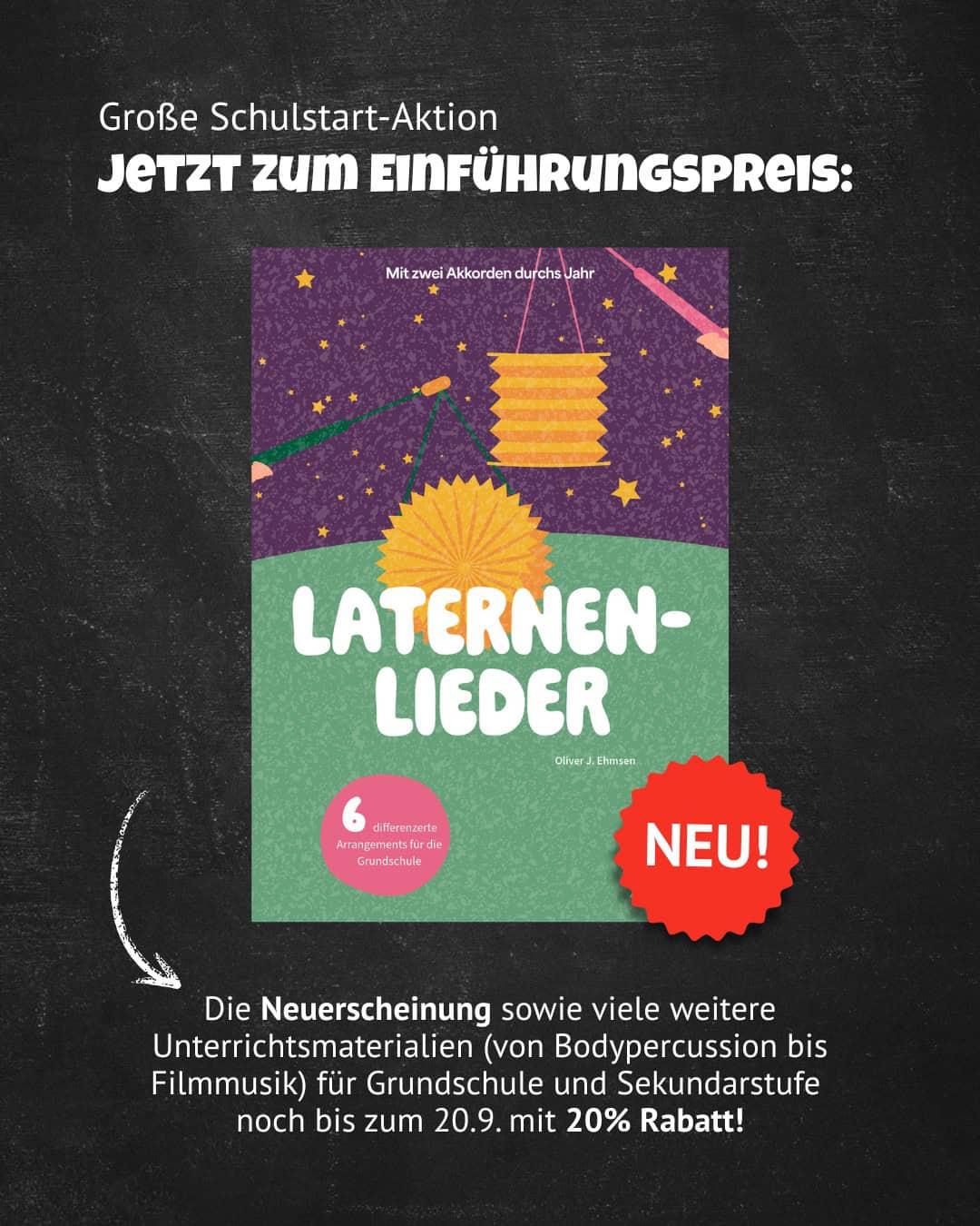 14.9.-20.9. Schulstart Aktion Lugert Verlag Laternenlieder und 22 Rabatte